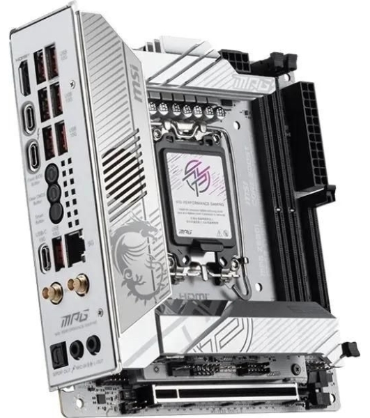 Материнская плата MSI MPG Z890I EDGE TI WIFI, LGA 1851, Intel Z890, 2xDDR5, 2xSATA, 4xM.2, 1xPCIe 5.0 x16, 1xHDMI, 2xThunderbolt 4, 1xUSB-C, 1x 5Gb LAN, 7xUSB-A 10Gbps, 2xUSB-A 5Gbps, 1xUSB-C 20Gbps, 7.1, 2x3.5 мм, TOSLINK, Mini-ITX
