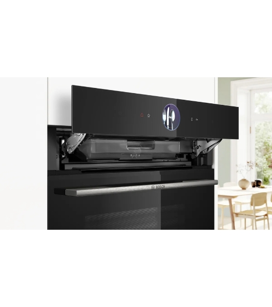 Духовой шкаф Bosch HSG7361B1 Home Connect!! Serie 8, черный, 21 режим + комбинированные режимы, функция приготовление на пару 100%, 4-слойное остекление, 3 цветных текстовых TFT-дисплея 2,5' с сенсорным управлением, ControlRing, функции HomeConnect, трехстороннее LED-освещение,самоочистка EcoClean
