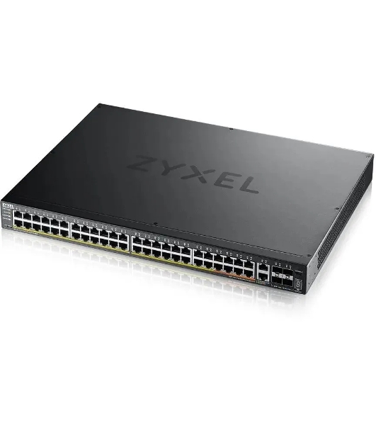 Коммутатор L3 Access Zyxel NebulaFlex Pro XGS2220-54FP, rack 19', 48xRJ-45: 1G PoE+ (8 из них PoE++), 2xRJ-45: 1/2.5/5/10G PoE++, 4xSFP+, бюджет PoE 960 Вт
