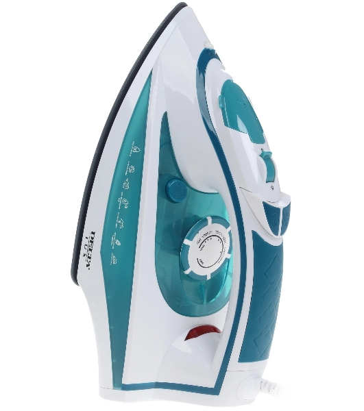 Утюг Delta LUX DL-352 белый с бирюзовым, 2200 Вт, 30 г/мин, 140 г/мин, 300 мл