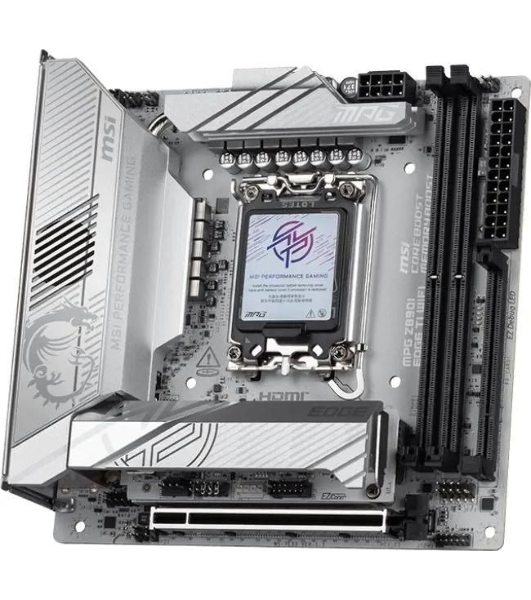 Материнская плата MSI MPG Z890I EDGE TI WIFI, LGA 1851, Intel Z890, 2xDDR5, 2xSATA, 4xM.2, 1xPCIe 5.0 x16, 1xHDMI, 2xThunderbolt 4, 1xUSB-C, 1x 5Gb LAN, 7xUSB-A 10Gbps, 2xUSB-A 5Gbps, 1xUSB-C 20Gbps, 7.1, 2x3.5 мм, TOSLINK, Mini-ITX
