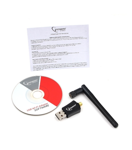Сетевой адаптер Wi-Fi+Bluetooth Gembird WNP-UA-019, двухдиапазонный с антенной, 600Мбит, USB, 802.11b/a/g/n/a
