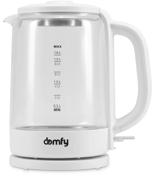 Чайник электрический Domfy DSW-EK304 1.7л. 2200Вт белый (корпус: стекло)