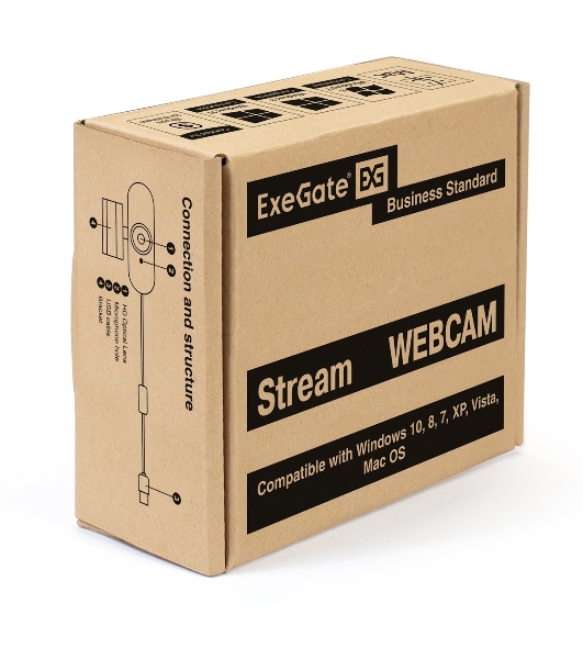 Веб-камера ExeGate Stream C940 2K 2560x1440, 30 кадр/с, USB Type-A, микрофон (шумоподавление), универсальное крепление