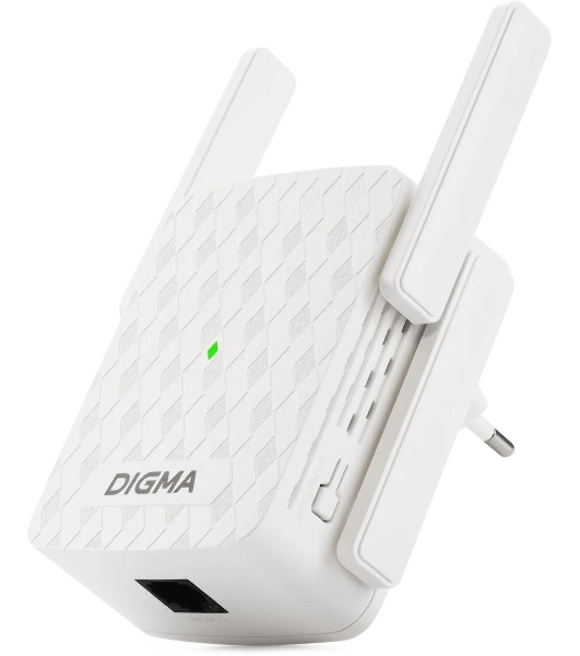 Повторитель беспроводного сигнала Digma D-WR310 (D-WR310V2) N300 Wi-Fi белый