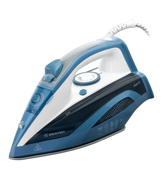 Утюг Brayer BR4002 синий/белый/черный, 2400 Вт, 25 г/мин, 140 г/мин, 360 мл