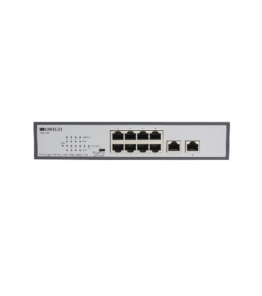 Коммутатор неуправляемый PoE ORIGO Unmanaged Switch 8x1000Base-T PoE, 2x1000Base-T, PoE Budget 120W, Long-range PoE up to 250m, 19' w/brackets