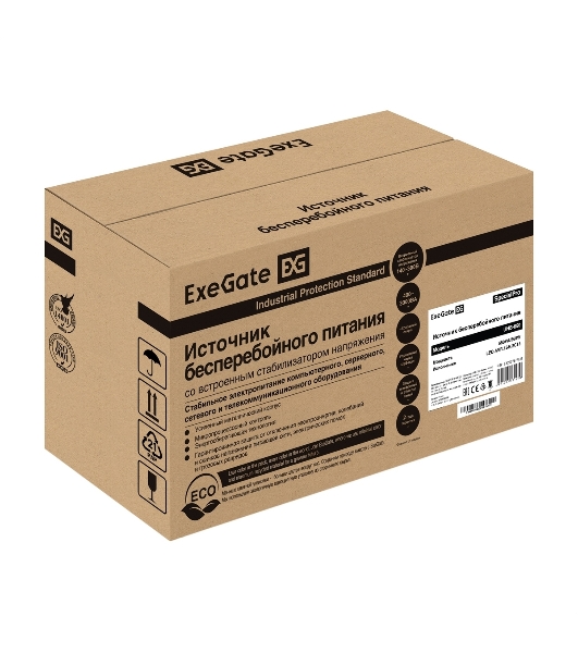 Источник бесперебойного питания ExeGate SpecialPro UNB-650.LED.AVR.1SH.2C13 650VA/360W, LED, AVR, 1*Schuko+2*C13, металлический корпус, черный
