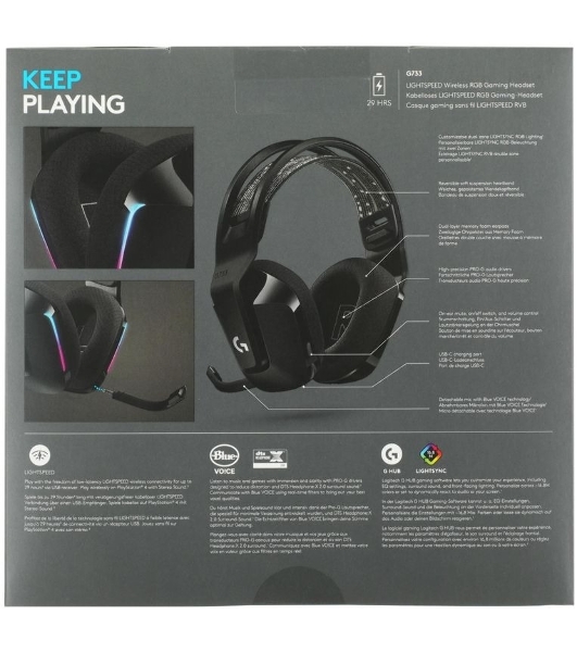 Гарнитура Logitech G733 чёрный, беспроводная, 2.4 ГГц, до 29 ч, LIGHTSYNC RGB