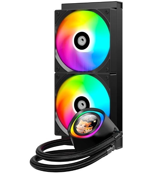 Система жидкостного охлаждения ID-Cooling FX240 LCD (Soc 1851/1700/1200/115X/AM5/AM4, 2x120мм fan, 2000rpm, 27.2 дБ, 300W, PWM 4-pin/5V 3Pin ARGb,Cop) (FX240 LCD)