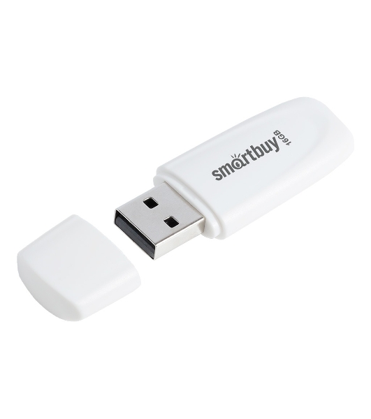 Флешка USB Smartbuy Scout White (SB016 Gb2SCW), 16Gb, USB 2.0, R/W 15/8, белый