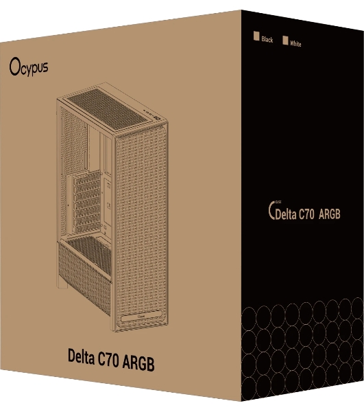 Корпус Ocypus Delta C70 BK ARGB, Midi-Tower, чёрный, 4 x 120 мм