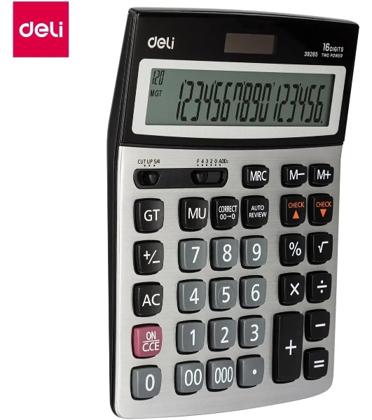 Калькулятор бухгалтерский Deli E39265 серый 16-разр.