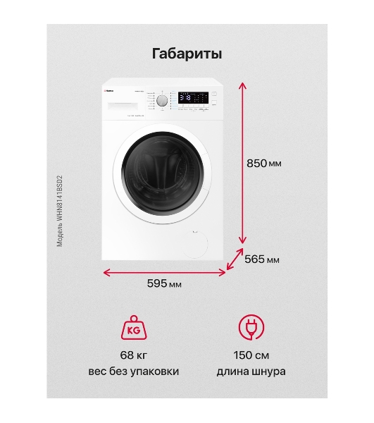 Стиральная машина Hansa WHN8141BSD2 белый загр. фронтальная макс.: 8 кг 1400 об/мин класс: А+++