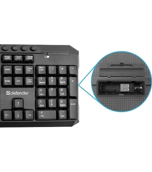 Комплект клавиатура+мышь Defender Jakarta C-805 беспроводной, USB, 1600 DPI, чёрный
