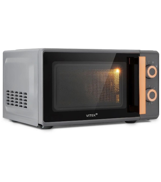 Микроволновая печь Vitek VT-MW1920 серый/золотистый, 20 л, 700 Вт, переключатели — поворотный механизм