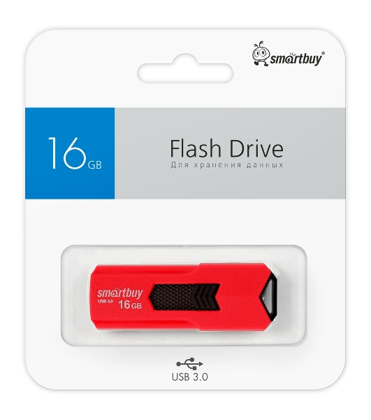 Флешка USB Smartbuy STREAM Red (SB16GbST-R3), 16Gb, USB 3.0, R/W 75/30, красный/черный