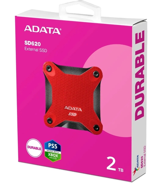 Внешний SSD ADATA SD620, 2TB, USB 3.2 Gen 2 Type-A, R/W 550/480, красный
