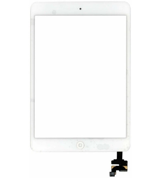 Сенсорное стекло (тачскрин) Ipad mini + stiker + IC с кнопкой Home, белое (A1432 A1454 A1455) OEM