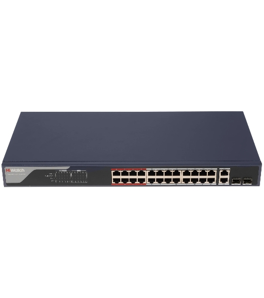 Коммутатор HiWatch SWT-1326P, 24×100 Мбит/с PoE + 2×1 Гбит/с Combo (RJ45/SFP), управляемый