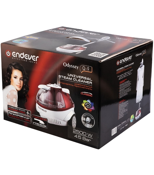 Отпариватель Endever Odyssey Q-9 красный/белый, 2500 Вт, 90 г/мин, 2300 мл