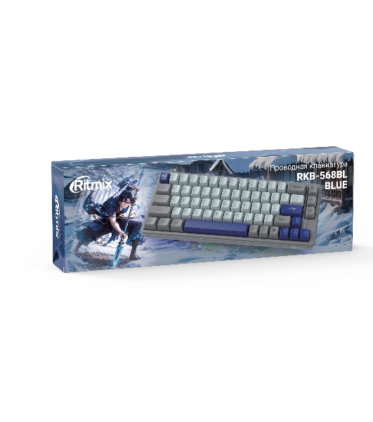Клавиатура проводная Ritmix RKB-568BL Blue голубой-серый