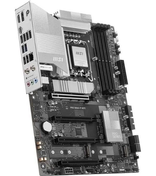 Материнская плата MSI PRO B860-P WIFI, LGA 1851, Intel B860, 4xDDR5, 4xSATA, 3xM.2, 1xPCIe 5.0 x16, 1xPCIe 4.0 x4, 2xPCIe 4.0 x1, 1xHDMI, 1xDP, 1xUSB-C, 1x 5Gb LAN, 2xUSB-A 3.2 Gen 2, 2xUSB-A 3.2 Gen 1, 4xUSB-A 2.0, 3x3.5 мм, 7.1, Wi-Fi 7, ATX