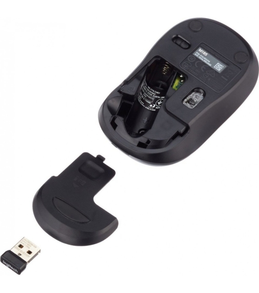 Мышь беспроводная Logitech M185, красный, 1000 dpi, радиоканал, USB, кнопки - 3