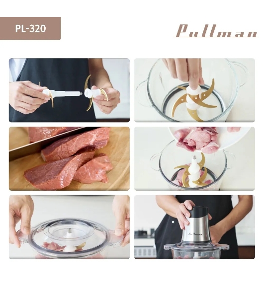 Измельчитель электрический Pullman PL-320, 1000Вт, 6 лезвий, стеклянная чаша 3 л