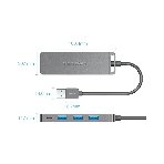 USB-концентратор Vention OTG USB 3.0 на 4 порта серый 1м., фото2