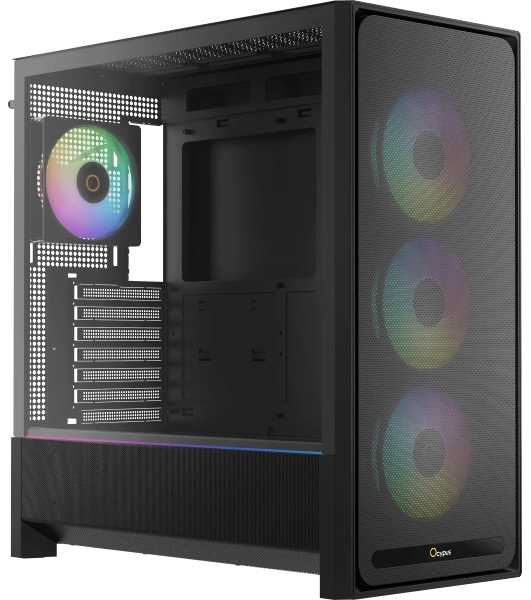 Корпус Ocypus Delta C70 BK ARGB, Midi-Tower, чёрный, 4 x 120 мм