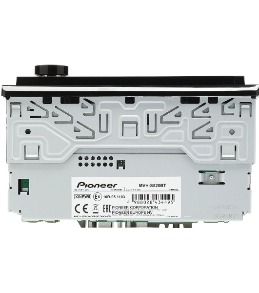 Автомагнитола Pioneer MVH-S520BT, 1 DIN, Bluetooth, USB Type-A, AUX, пульт ДУ, съёмная панель