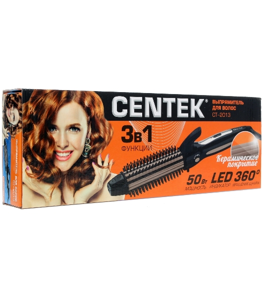 Выпрямитель для волос Centek CT-2013 черный/золотистый, 30 мм, 200 °C, 1 режим