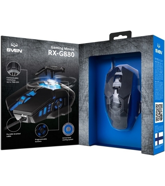 Мышь проводная SVEN RX-G880 черный, 7000 dpi, USB, кнопки - 7