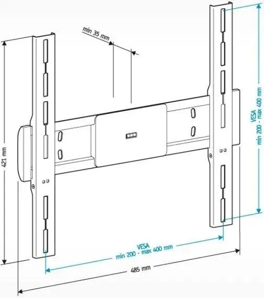 Кронштейн для телевизора Holder LCD-F4611 черный, 32'-65' макс. 40 кг, настенный, фиксированный