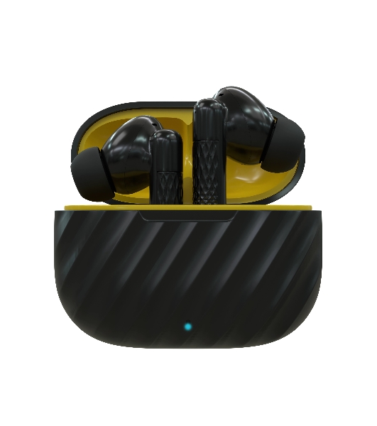 Наушники TWS More choice БВ37 черный/желтый, внутриканальные, Bluetooth, сенсорное управление, до 4 ч