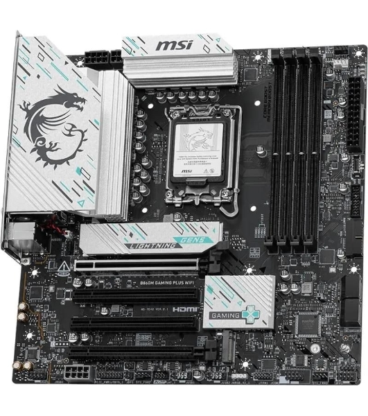 Материнская плата MSI B860M GAMING PLUS WIFI, LGA 1851, Intel B860, 4xDDR5, 4xSATA, 3xM.2, 1xPCIe 4.0 x4, 1xPCIe 5.0 x16, 1xDP, 1xHDMI, 1xUSB-C, 1x 5Gb LAN, 3xUSB-A 2.0, 2xUSB-A 3.2 Gen 1, 1xUSB 3.2 Gen 2, 7.1, 3x3.5 мм, mATX