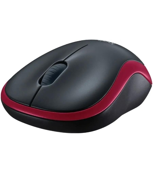Мышь беспроводная Logitech M185, красный, 1000 dpi, радиоканал, USB, кнопки - 3
