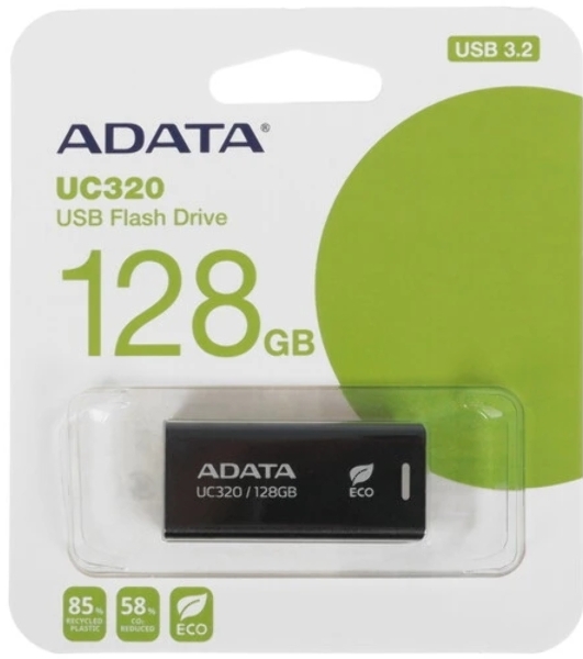 Флешка USB ADATA UC320 (UC320-128G-RBK/BK), 128Gb, USB 3.2, R/W 100/30, черный