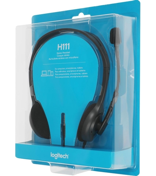 Гарнитура Logitech H111 чёрный, проводная, 3.5 мм