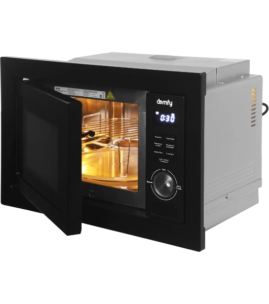 Встраиваемая микроволновая печь Domfy DM2540BW BG черный, 25 л, 900 Вт, переключатели - поворотный механизм/кнопки
