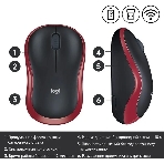 Мышь беспроводная Logitech M185, красный, 1000 dpi, радиоканал, USB, кнопки - 3, фото10