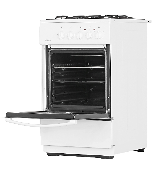 Плита комбинированная Flama RK 23-105 W белый, конфорок 4 шт, духовка 50 л, 50 см x 85 см x 60 см