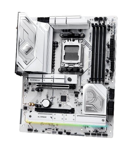 Материнская плата ASRock X870 STEEL LEGEND WIFI, AM5, AMD X870, 4xDDR5, 4xSATA, 3xM.2, 1xPCIe 5.0 x16, 1xPCIe 5.0 x4, 1xHDMI, 1x2.5Gb LAN, Wi-Fi 7, Bluetooth 5.4, 2xUSB-C 40Gbps, 2xUSB-A 10Gbps, 3xUSB-A 5Gbps, 4xUSB-A 2.0, 1xTOSLINK, 2x3.5 мм, 7.1, ATX