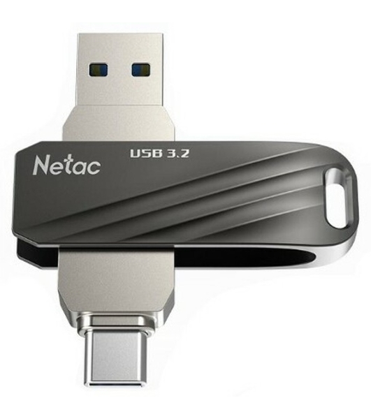 Флешка USB Netac US11 черный 64Gb USB Type-A + USB Type-C, metal/plastic case