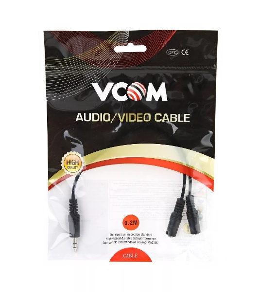 Кабель-адаптер 3.5ST(M)/2*3.5 ST(F), 0.2метра VCOM CV203