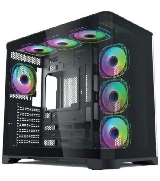 Компьютерный корпус Forza Forza FZ-G42B Seaview TG ATX Case, black, w/o psu, Curved Tempered glass front panel, 1x3,5', 3x2,5