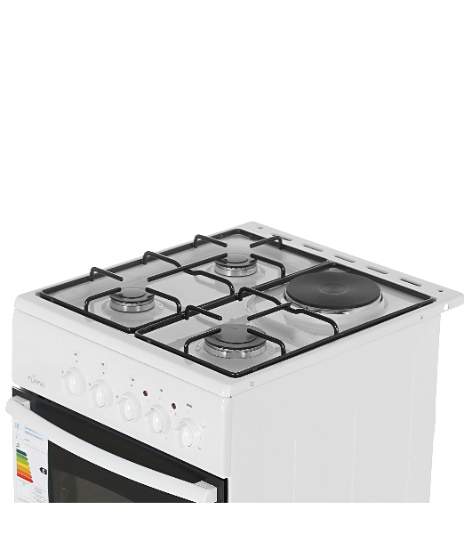 Плита комбинированная Flama RK 23-105 W белый, конфорок 4 шт, духовка 50 л, 50 см x 85 см x 60 см