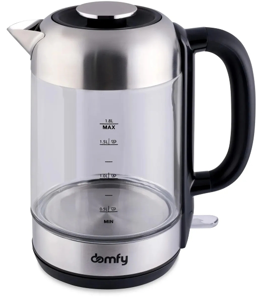 Чайник электрический Domfy DSM-EK401 1.8л. 2200Вт черный/прозрачный (корпус: стекло)