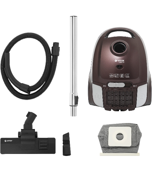 Пылесос Vitek VT-8138 коричневый/черный, 350/2200 Вт, уборка сухая, пылесборник мешок 2 л